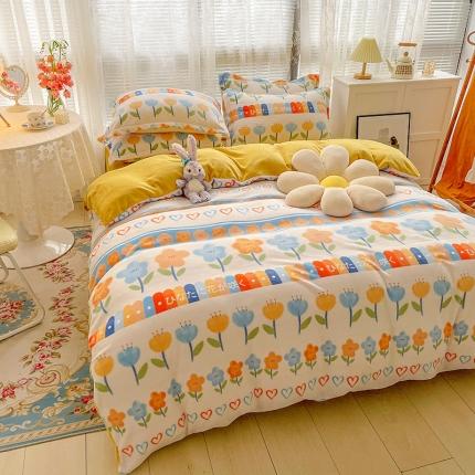 寐居家纺 21印花牛奶绒四件套法莱水晶宝宝金貂绒实拍图小时代