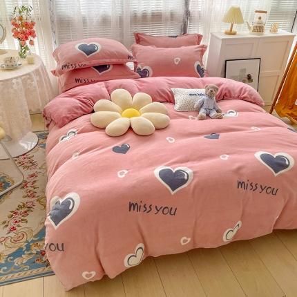 寐居家纺21印花牛奶绒四件套法莱水晶宝宝金貂绒实拍图永恒的爱