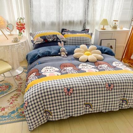 寐居家纺21印花牛奶绒四件套法莱水晶宝宝金貂绒实拍图元气少女