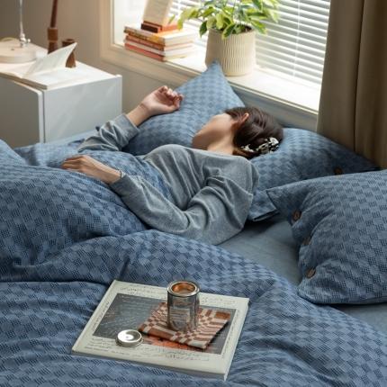 91家纺网 家纺一手货源 找家纺 （总）华超针织 2021新款棋盘华夫格四件套