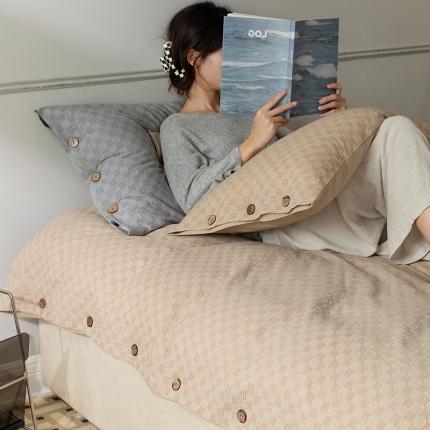 91家纺网 家纺一手货源 找家纺 （总）华超针织 2021新款棋盘华夫格四件套