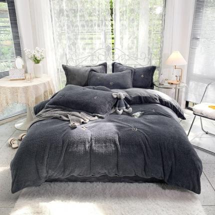 91家纺网 家纺一手货源 找家纺 （总）慕尚家纺 2022新款泰迪绒刺绣款牛奶绒四件套