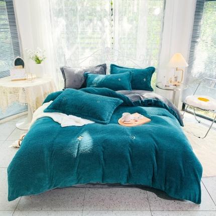 91家纺网 家纺一手货源 找家纺 （总）慕尚家纺 2022新款泰迪绒刺绣款牛奶绒四件套