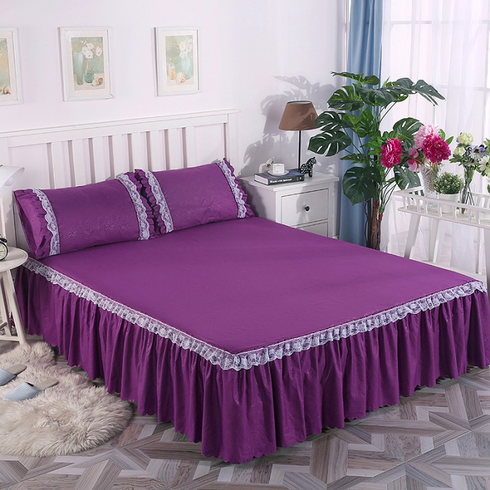 91家纺网 家纺一手货源 找家纺 梦柏家纺 2021新款水洗棉蕾丝四件套 深情紫