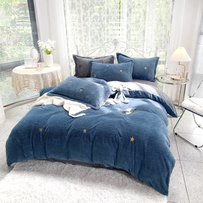 91家纺网 家纺一手货源 找家纺 （总）慕尚家纺 2022新款泰迪绒刺绣款牛奶绒四件套