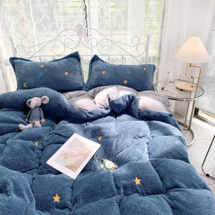 91家纺网 家纺一手货源 找家纺 （总）慕尚家纺 2022新款泰迪绒刺绣款牛奶绒四件套