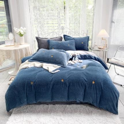 （总）慕尚家纺 2022新款泰迪绒刺绣款牛奶绒四件套