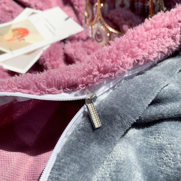 91家纺网 家纺一手货源 找家纺 慕尚家纺 2022新款泰迪绒刺绣款牛奶绒四件套 爱心紫