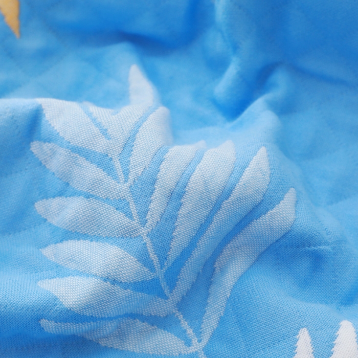 91家纺网 家纺一手货源 找家纺 朴尔家纺 2021新款柔棉花间风系列三层纱布枕巾 橄榄枝天蓝