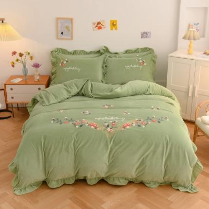 91家纺网 家纺一手货源 找家纺 （总）诗黛尔 2021新款秋冬锦簇花香保暖婴儿绒毛巾绣四件套