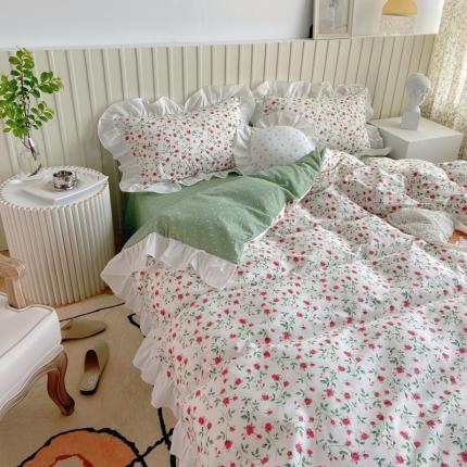 91家纺网 家纺一手货源 找家纺 （总）希文 2021新款全棉印花花边款四件套