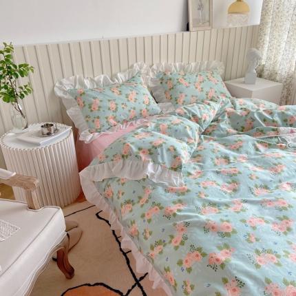 91家纺网 家纺一手货源 找家纺 （总）希文 2021新款全棉印花花边款四件套