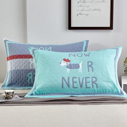 91家纺网 家纺一手货源 找家纺 朴尔家纺 新款彩色糖果系列纯棉三层纱布枕巾/对 调皮狗绿