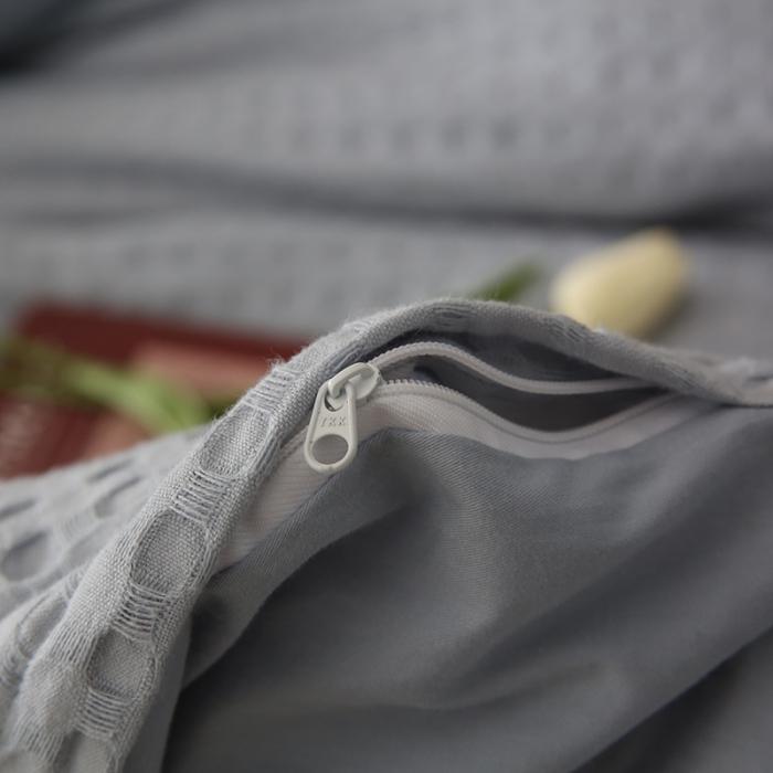 91家纺网 家纺一手货源 找家纺 日式无印风高端纯棉华夫格水洗棉全棉有质检简约四件套