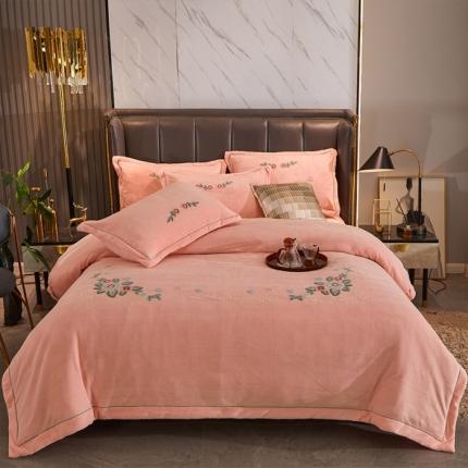 91家纺网 家纺一手货源 找家纺 （总）2024新款220克加厚牛奶绒毛巾绣一字绣四件套