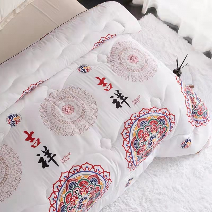 91家纺网 家纺一手货源 找家纺 2021缦卡琳新款国潮系列大豆被子被芯春秋被冬被 吉祥