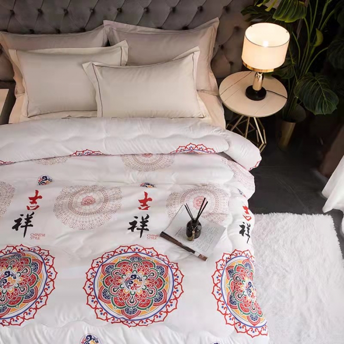 91家纺网 家纺一手货源 找家纺 2021缦卡琳新款国潮系列大豆被子被芯春秋被冬被 吉祥