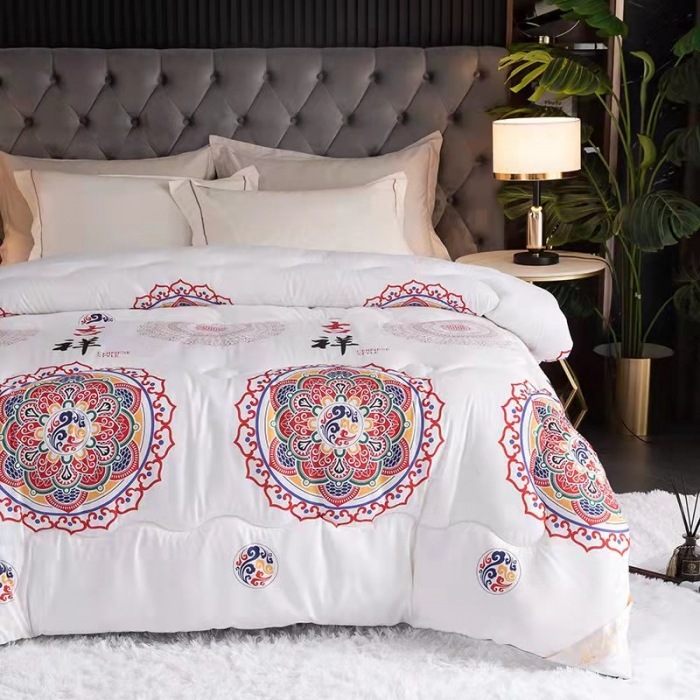 91家纺网 家纺一手货源 找家纺 2021缦卡琳新款国潮系列大豆被子被芯春秋被冬被 吉祥