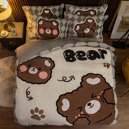 91家纺网 家纺一手货源 找家纺 （总）寐居 2021新款大版数码印花牛奶绒四件套