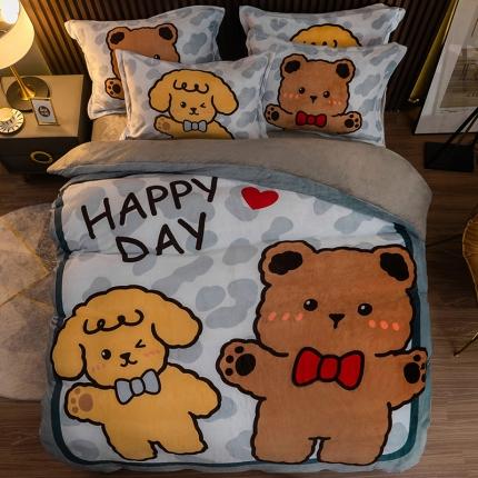 91家纺网 家纺一手货源 找家纺 （总）寐居 2021新款大版数码印花牛奶绒四件套