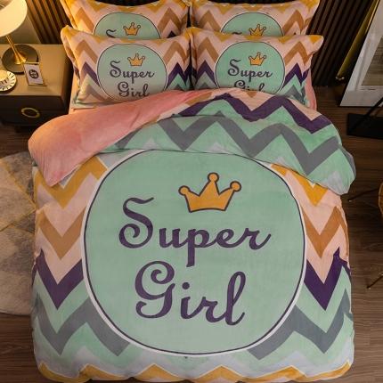 寐居 2021新款大版数码印花牛奶绒四件套 女神