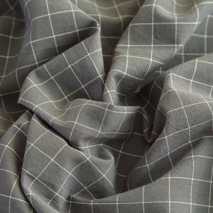 91家纺网 家纺一手货源 找家纺 拧萌2021新款全棉色织水洗棉单床单 灰小格