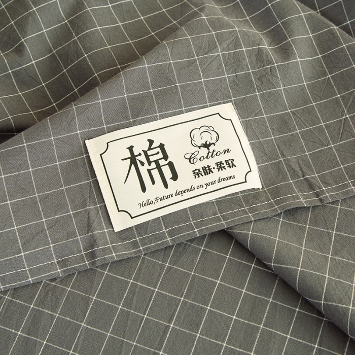 91家纺网 家纺一手货源 找家纺 拧萌2021新款全棉色织水洗棉单床单 灰小格
