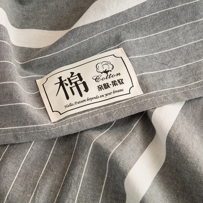 91家纺网 家纺一手货源 找家纺 拧萌2021新款全棉色织水洗棉单床单 宽双线冷灰