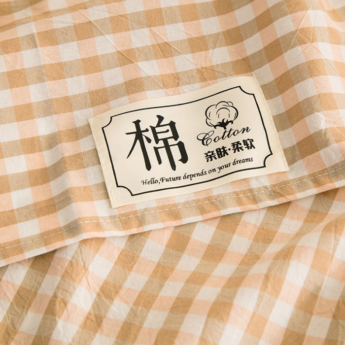 91家纺网 家纺一手货源 找家纺 拧萌2021新款全棉色织水洗棉单床单 蜜粉小格