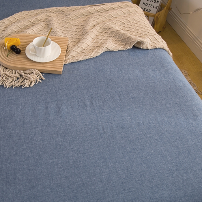 91家纺网 家纺一手货源 找家纺 拧萌2021新款全棉色织水洗棉单床单 牛仔蓝