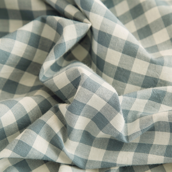 91家纺网 家纺一手货源 找家纺 拧萌2021新款全棉色织水洗棉单床单 浅蓝小格