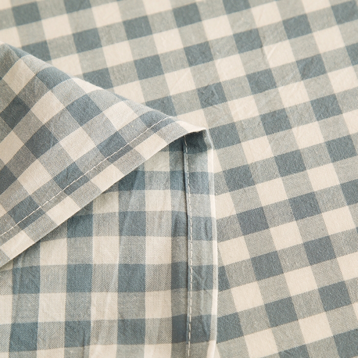 91家纺网 家纺一手货源 找家纺 拧萌2021新款全棉色织水洗棉单床单 浅蓝小格