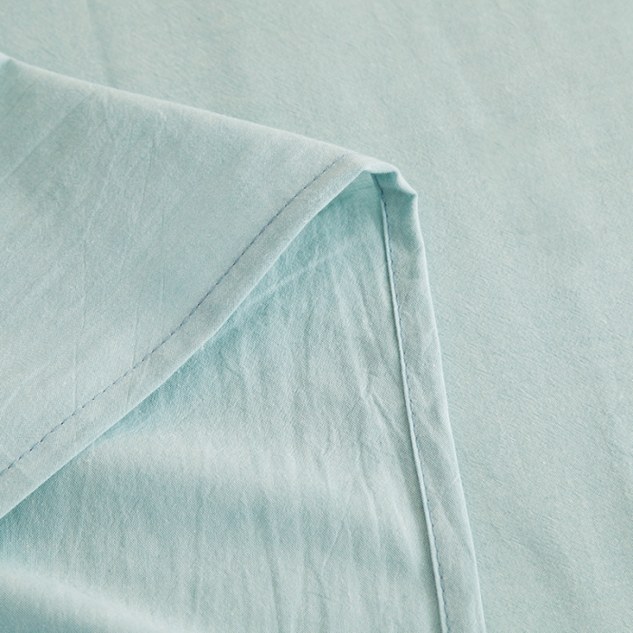 91家纺网 家纺一手货源 找家纺 拧萌2021新款全棉色织水洗棉单床单 浅绿