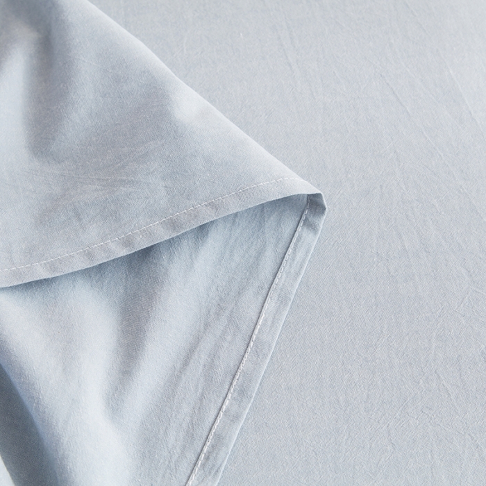 91家纺网 家纺一手货源 找家纺 拧萌2021新款全棉色织水洗棉单床单 浅水蓝