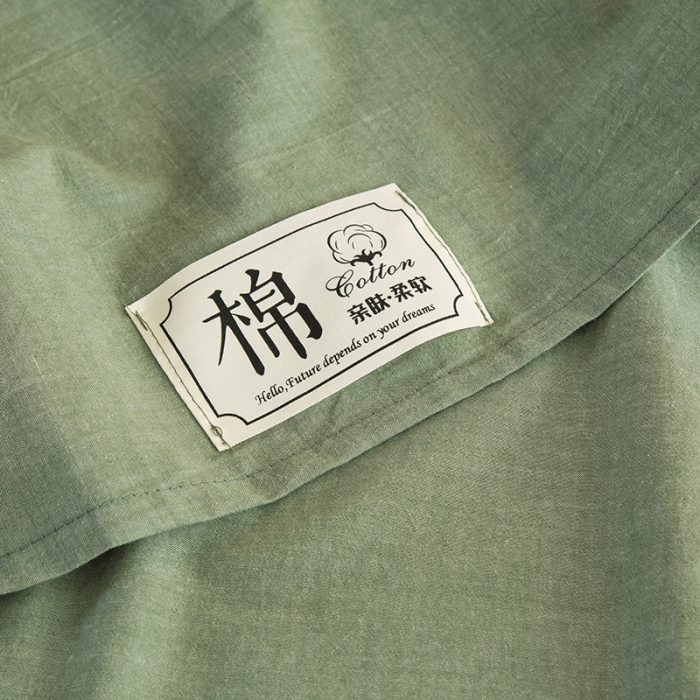 91家纺网 家纺一手货源 找家纺 拧萌2021新款全棉色织水洗棉单床单 一抹绿