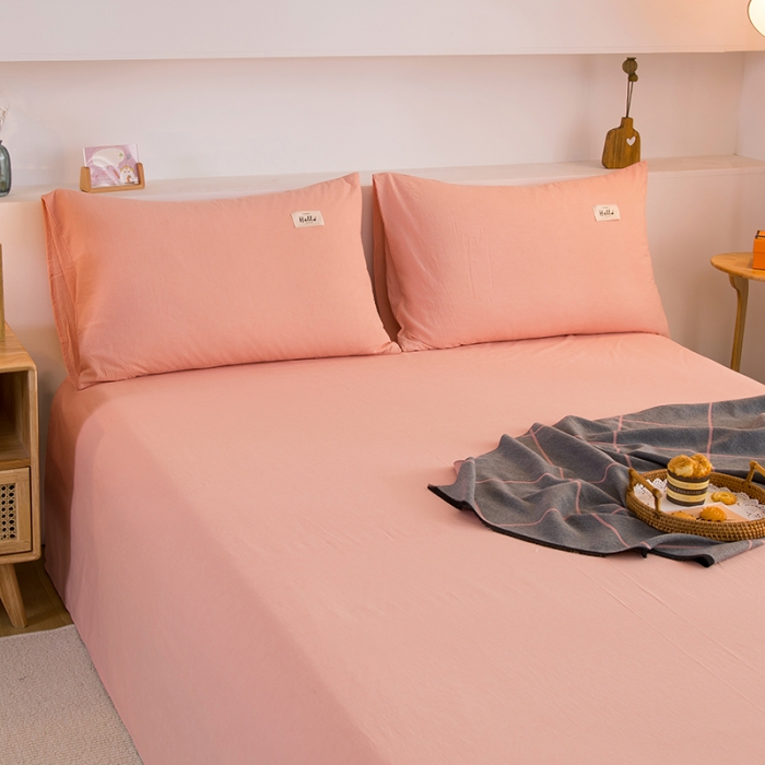 91家纺网 家纺一手货源 找家纺 拧萌2021新款全棉色织水洗棉单床单 玉色