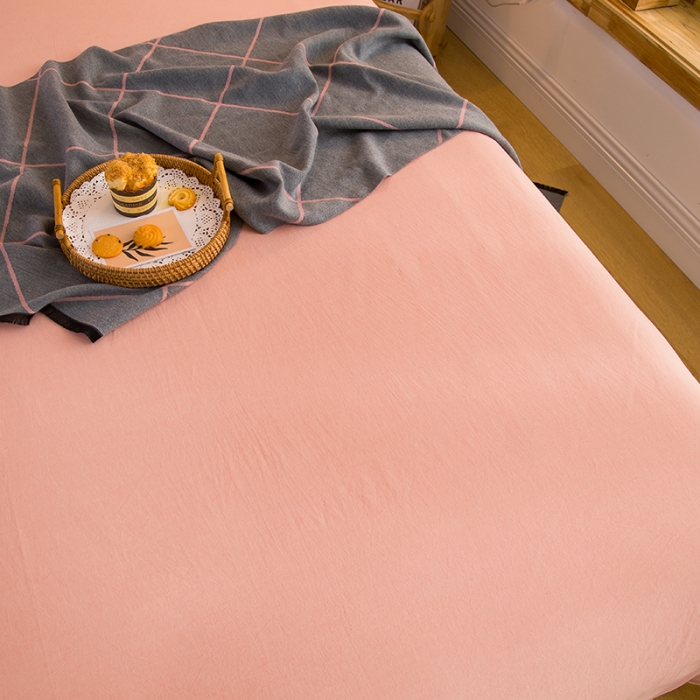 91家纺网 家纺一手货源 找家纺 拧萌2021新款全棉色织水洗棉单床单 玉色