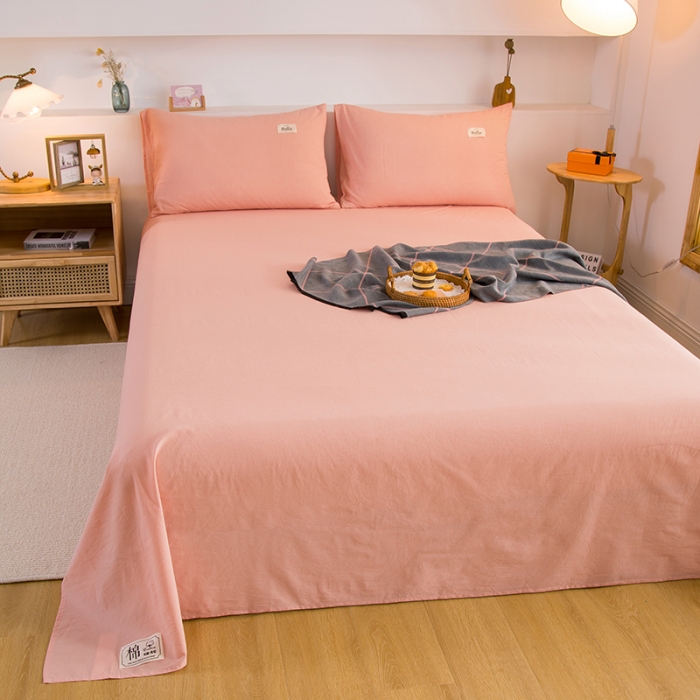 91家纺网 家纺一手货源 找家纺 拧萌2021新款全棉色织水洗棉单床单 玉色