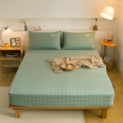 91家纺网 家纺一手货源 找家纺 （总）柠萌2021新款全棉色织水洗棉单床笠