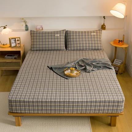 91家纺网 家纺一手货源 找家纺 （总）柠萌2021新款全棉色织水洗棉单床笠