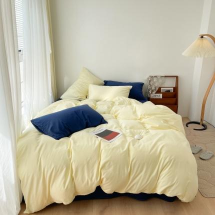 91家纺网 家纺一手货源 找家纺 例外Home  2021新款磨毛小红书纯色系列 奶黄藏青