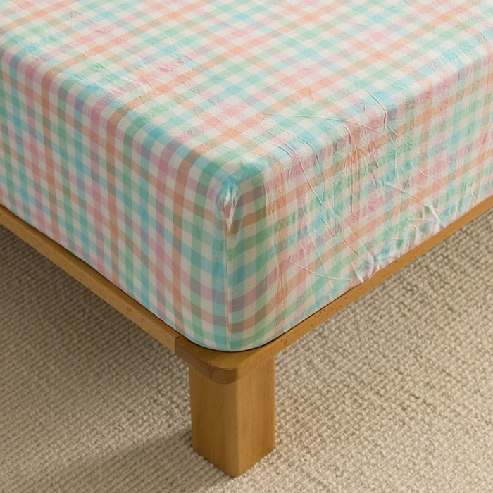 91家纺网 家纺一手货源 找家纺 柠萌2021新款全棉色织水洗棉单床笠 冰激凌格