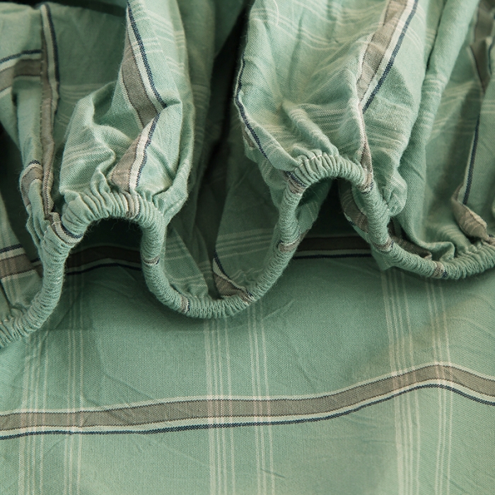 91家纺网 家纺一手货源 找家纺 柠萌2021新款全棉色织水洗棉单床笠 海蓝格