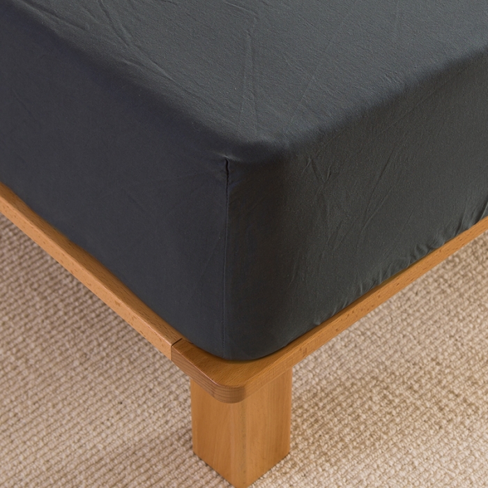 91家纺网 家纺一手货源 找家纺 柠萌2021新款全棉色织水洗棉单床笠 黑灰