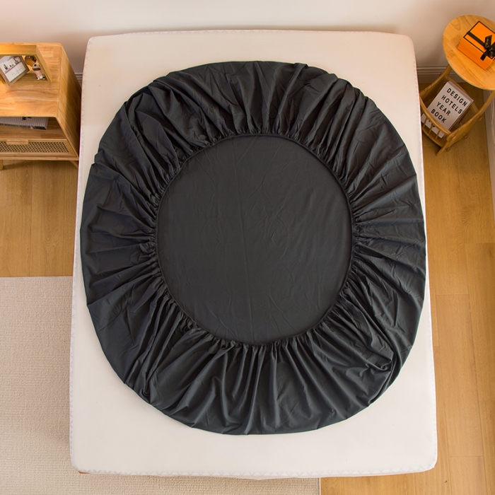 91家纺网 家纺一手货源 找家纺 柠萌2021新款全棉色织水洗棉单床笠 黑灰