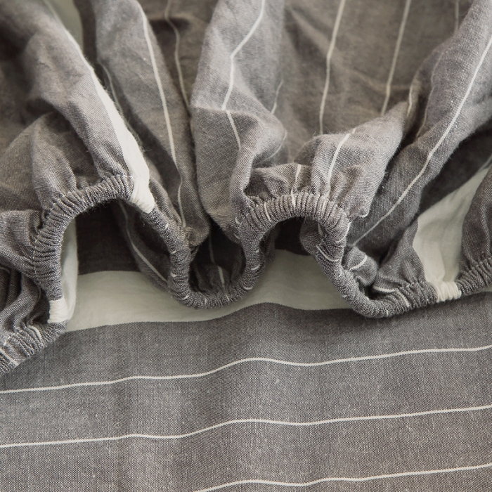 91家纺网 家纺一手货源 找家纺 柠萌2021新款全棉色织水洗棉单床笠 宽双线冷灰