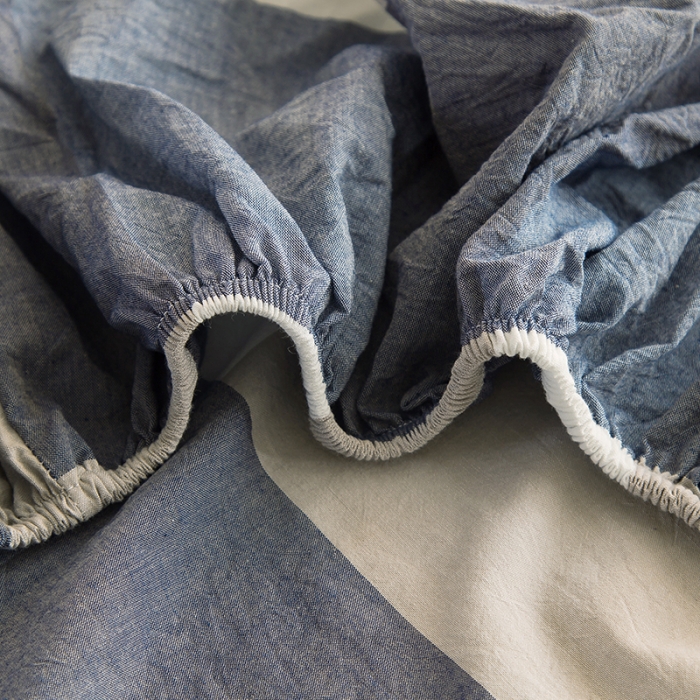 91家纺网 家纺一手货源 找家纺 柠萌2021新款全棉色织水洗棉单床笠 蓝大格