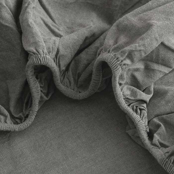 91家纺网 家纺一手货源 找家纺 柠萌2021新款全棉色织水洗棉单床笠 冷灰