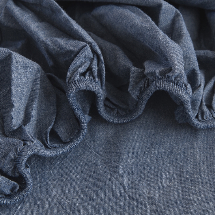 91家纺网 家纺一手货源 找家纺 柠萌2021新款全棉色织水洗棉单床笠 牛仔蓝