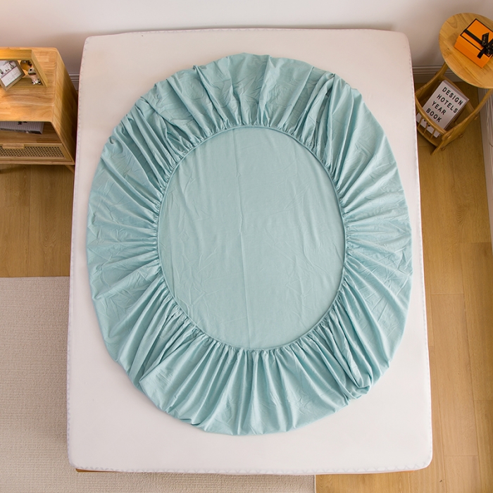 91家纺网 家纺一手货源 找家纺 柠萌2021新款全棉色织水洗棉单床笠 浅绿